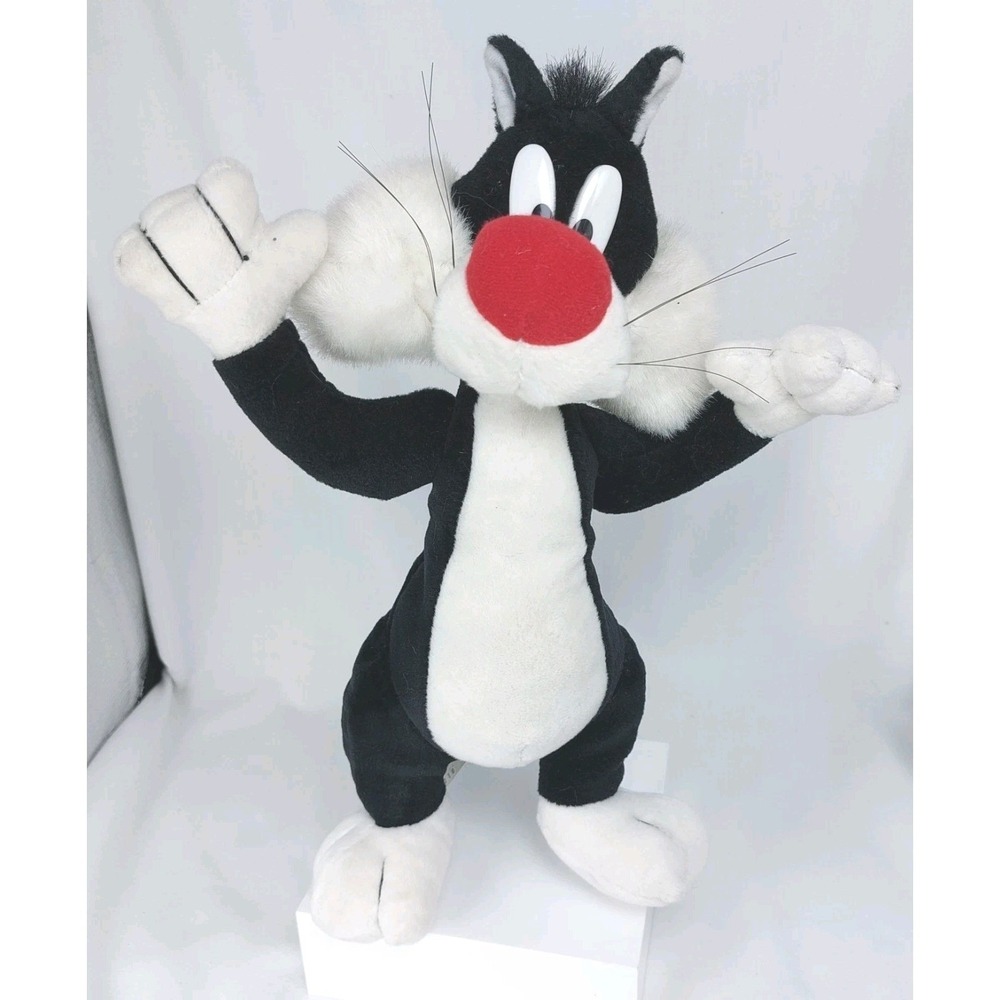 Looney Tunes Sylvester Plush TYCO Stuffed Animal Black‎ Cat 14" 1994 Vintage